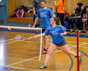 Sam Lawther and Sam White in Mixed Doubles action.